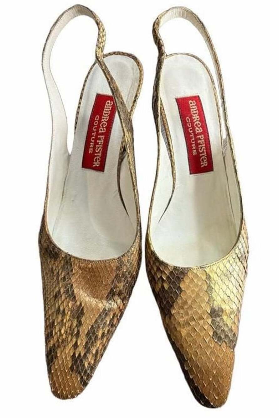 Vintage Andrea Pfister Couture Snakeskin Slingback Heels Pumps Size 7